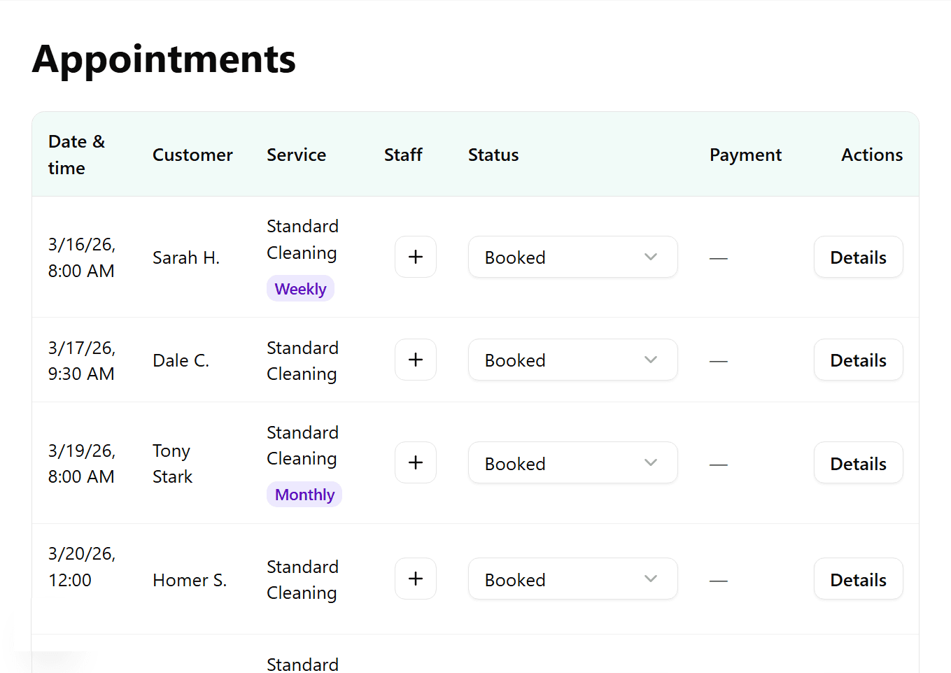 Recurring Appointments